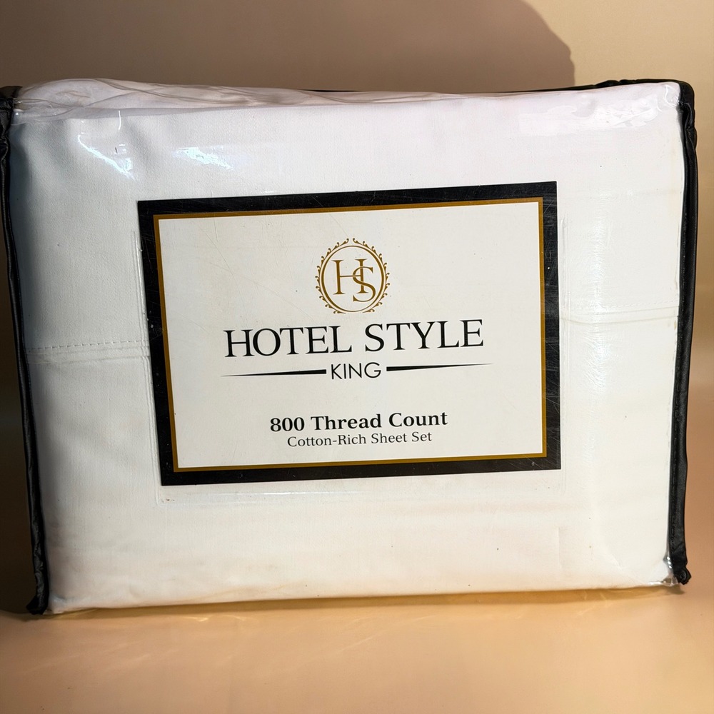 Hotel Style King 800 Thread Count Cotton Rich Sheet Set Arctic White 4pc New